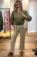 Pantalon Victorine, rayures kaki